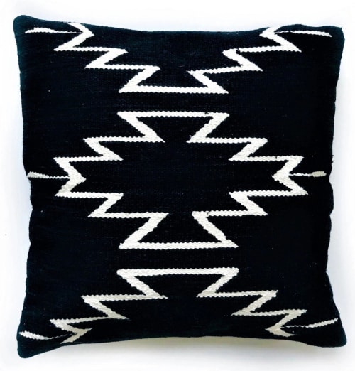 Black Cleo Handwoven Decorative Throw Pillow Cover | Cushion in Pillows by Mumo Toronto Inc