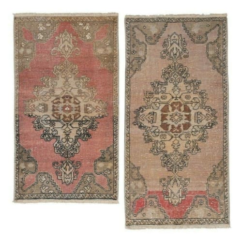 Set of Two Distressed Turkish Small Rug - a Pair | Rugs by Vintage Pillows Store