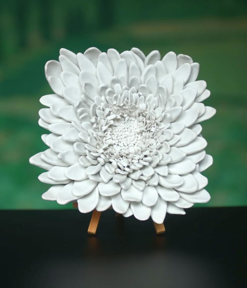 3D Chrysanthemum Flower Wall Tile | Wall Sculpture in Wall Hangings by Leramic