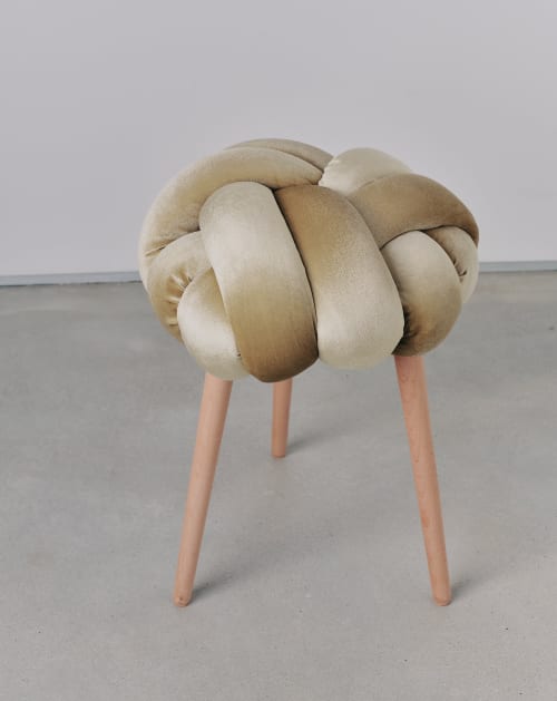 Champagne Velvet Knot Stool | Chairs by Knots Studio