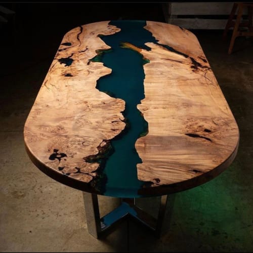 Epoxy Resin Table | Oval Epoxy Table | Tables by Ironscustomwood