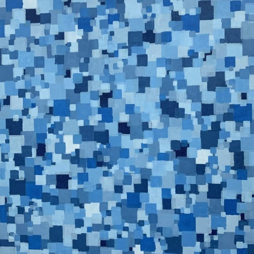 Squares Within Squares Blue 20"x20" | Oil And Acrylic Painting in Paintings by Emeline Tate