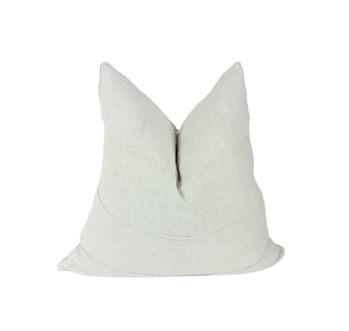 White mudcloth pillow, white mudcloth cushion | Pillows by velvet + linen