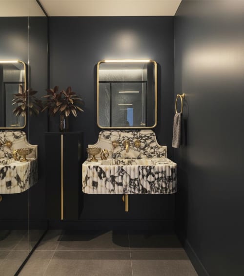 Calacatta Viola Marble Grooved Vessel Sink, Fluted Washbasin, Luxury Bathroom Vanity Natural Stone | Water Fixtures by AYMARBLEDESIGN LLC