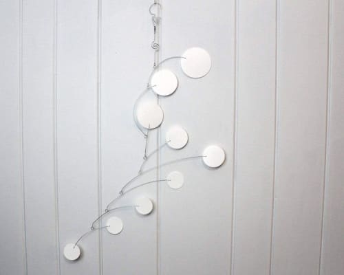 Mobile Art White Minimalist Circle Sculpture Bubble Style | Wall Hangings by Skysetter Designs