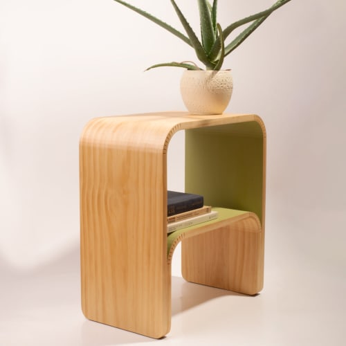Handmade Colorful End Table: Modern Wood Nightstand | Tables by Spacecraft Furnishing