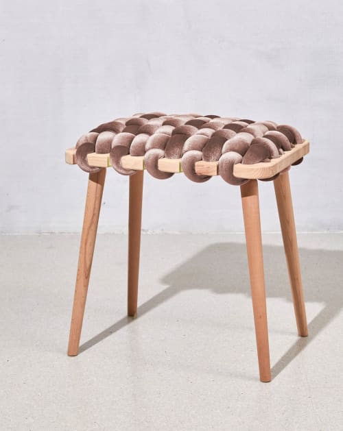 Plum Velvet Woven Stool | Chairs by Knots Studio