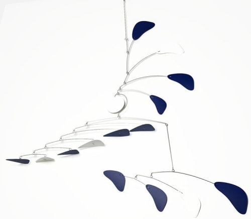 Modern Mobile for High Ceiling Royal Blue White Arrow Style | Wall Sculpture in Wall Hangings by Skysetter Designs