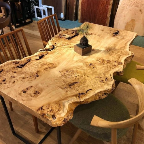 Live edge dining table, custom mappa burl table | Tables by Brave Wood