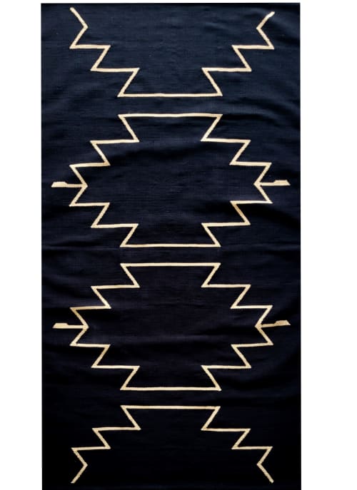 Black & White Cleo Handwoven Kilim Rug | Cotton | Area Rug in Rugs by Mumo Toronto