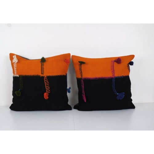 Set of Two Turkish Kilim Pillow Cover, Rustic Anatolian Hous | Cushion in Pillows by Vintage Pillows Store