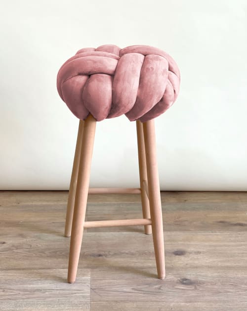 Rose Pink Vegan Suede Knot Bar Stool | Chairs by Knots Studio