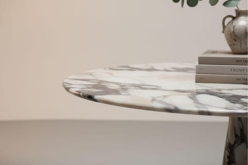 Calacatta Viola Dining Table, Solid Marble Round Table, | Tables by AYMARBLEDESIGN LLC
