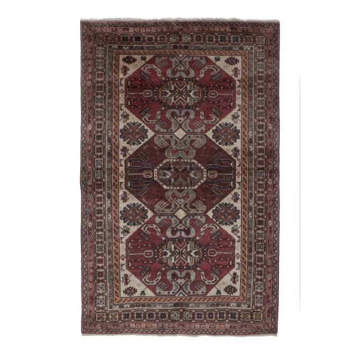 Early 20th Century Antique Caucasian Wool Rug 4'4'' X 6'9'' | Rugs by Vintage Pillows Store