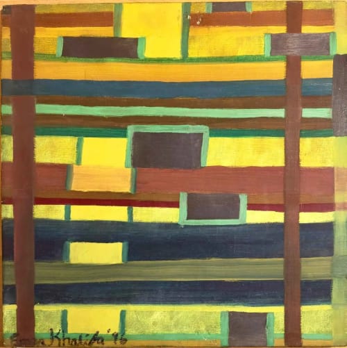 City in Grids - Original Oil Painting - Geometric Abstract | Oil And Acrylic Painting in Paintings by Eman's Gallery