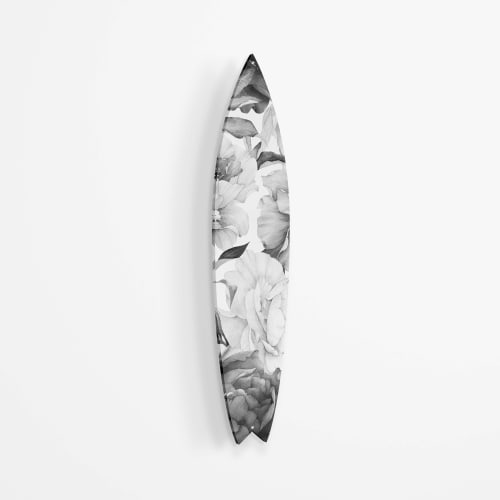 Black and White Peony Acrylic Surfboard Wall Art | Wall Hangings by uniQstiQ