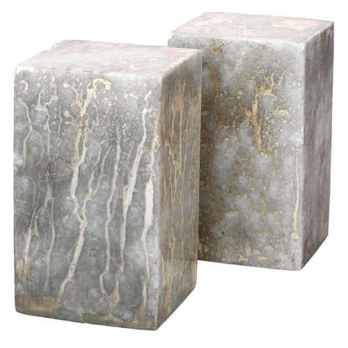 Set of Two Slab Marble Grey & Gold Bookends | Decorative Objects by Kevin Francis Design