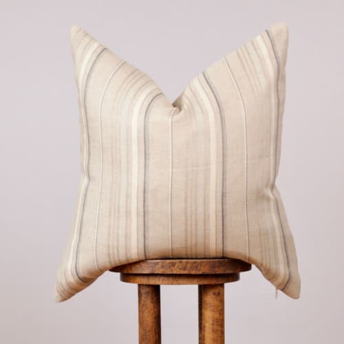Taupe & Blue Stripe Decorative Pillow 24x24 | Pillows by Vantage Design