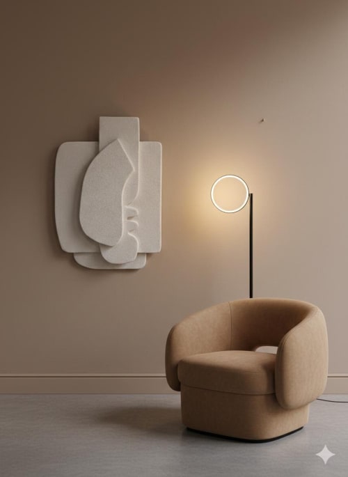 Minimalistic Style Wall Sculpture - Plaster Wall Art - Modern Wall Hanging - White Wall Painting - Wabi Sabi - Housewarming Gift | Wall Hangings by Vaiva Art Atelier