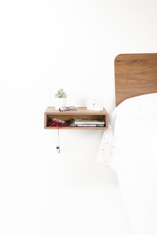 Walnut Floating Nightstand Bedside Table | Storage by Manuel Barrera Habitables