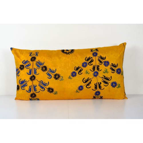 Suzani Long Lumbar Pillow Case Fashioned from a Mid-20th Cen | Pillows by Vintage Pillows Store