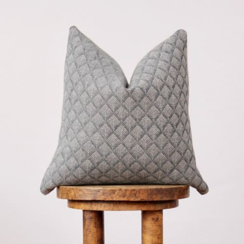 Blue & Grey Deco Pattern Woven 15.5x15.5 | Pillows by Vantage Design