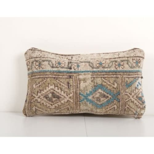 Turkish Oushak Rug Pillow Cover, Wool Boho Woven Carpet Pill | Pillows by Vintage Pillows Store