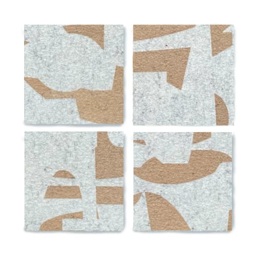 Coasters Merino Wool Felt Bamboo on Wool White | Tableware by Lorraine Tuson