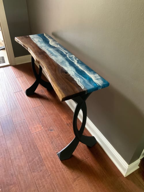 Custom WAVEY! black walnut console table! | Tables by Pelican State Woodworks