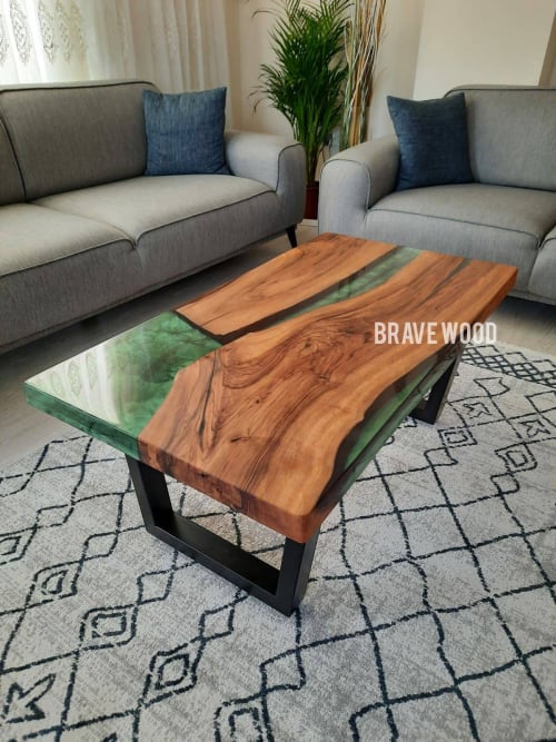 Walnut epoxy table, center table, colored epoxy, epoxy table | Tables by Brave Wood