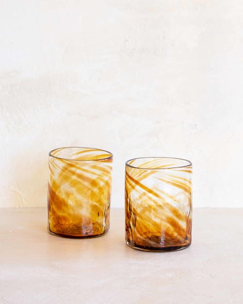 Xaquixe Medium Tumbler - Amber (set of 2) | Glass in Drinkware by MINNA