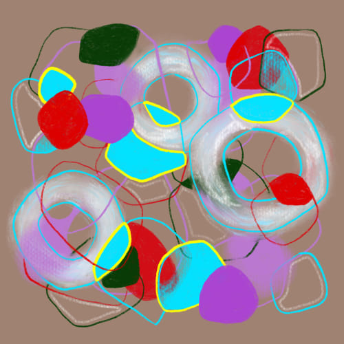 Maroon Mid Century #4 | Paintings by Carolyn McGlennon