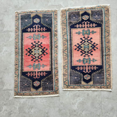 Turkish Small Yastik Rug - a Pair | Rugs by Vintage Pillows Store