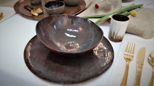 Brown Dinnerware Set, Modern Dish Set, Stoneware Dinnerware | Bowl in Dinnerware by YomYomceramic