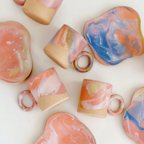 Cosmic! Marble 10oz mug and plate | Drinkware by OBJECT-MATTER / O-M ceramics