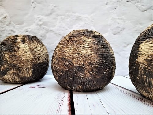 Rustic Ceramic Dinosaur Egg Planter. A Unique and Primitive | Vases & Vessels by YomYomceramic