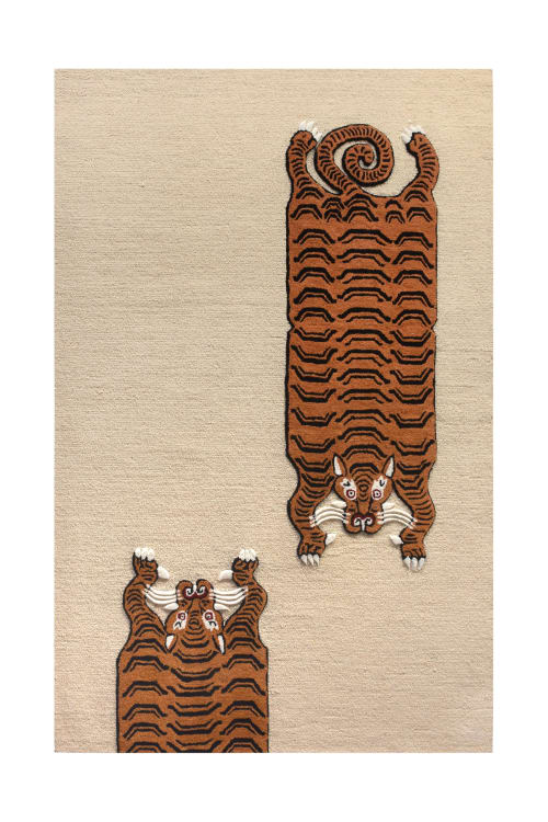 Handmade Wool Tiger Area Rug, Artistic Animal Print Carpet, Modern Living Room Decor | Rugs by Swiflo