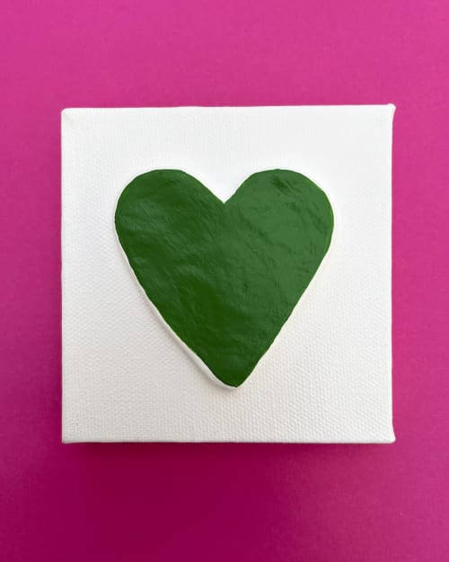 Green Heart 4" x 4" | Paintings by Emeline Tate