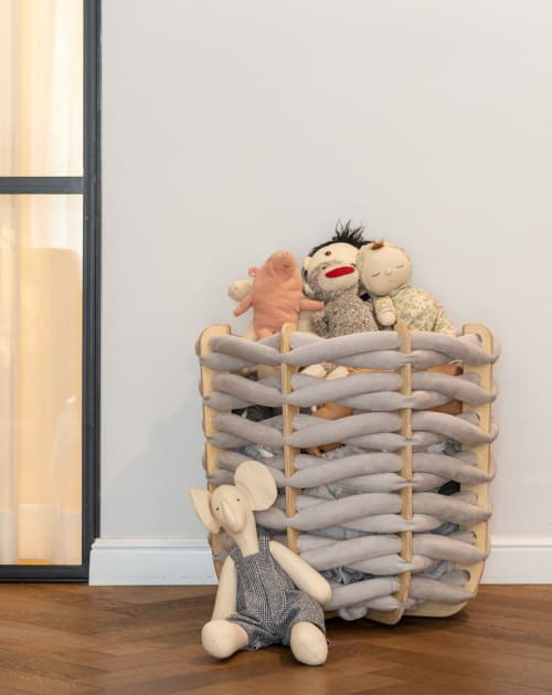 (M) Hull Basket in Arora Grey Vegan Suede | Storage Basket in Storage by Knots Studio