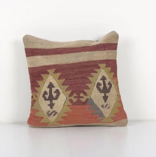 Striped Tribal Wool Handmade Pillow Covers, Pastel Organic E | Cushion in Pillows by Vintage Pillows Store
