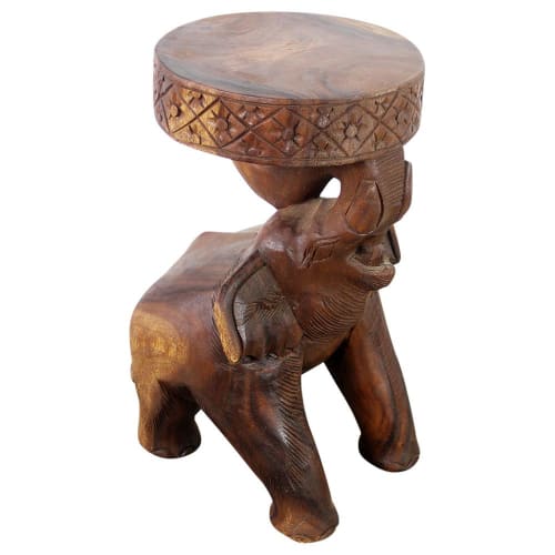 Haussmann® Wood Elephant Chang Stool 11 in DIA x 20 in | Chairs by Haussmann®