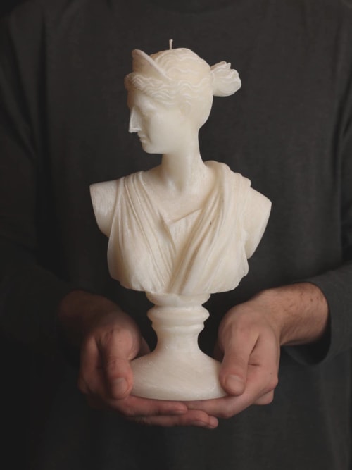 White Diana XL Greek Goddess Head Candle - Roman Bust Figure | Decorative Objects by Agora Home