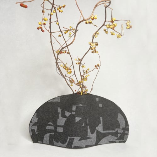 Vase Sleeve Merino Wool Felt 'Fragment' Charcoal Wide | Vases & Vessels by Lorraine Tuson