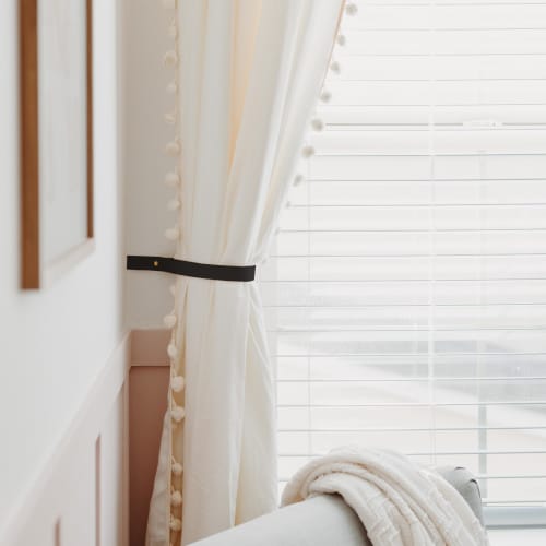 Leather Curtain Tieback [Flat End] | Strap in Storage by Keyaiira | leather + fiber | Artist Studio in Santa Rosa