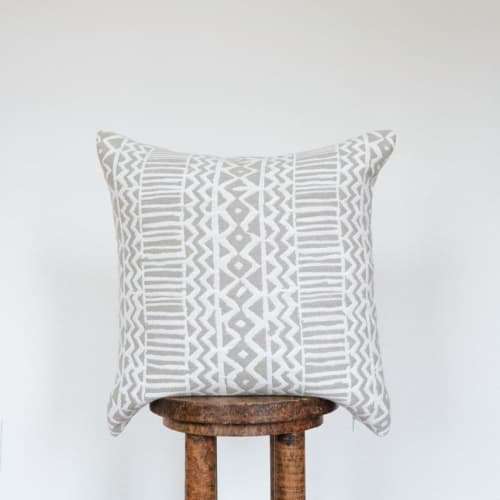 Beige & Cream Woven Shape Stripes Pillow 20x20 | Pillows by Vantage Design