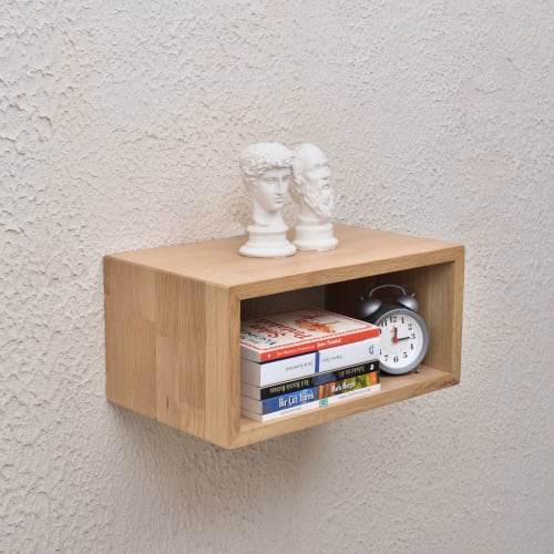 Oak Floating Nightstand, Wood Bedside Tables | Storage by Picwoodwork