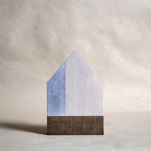 Modern little House Sculpture - White/Silver No.16 | Sculptures by Susan Laughton Artist