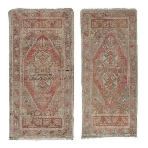 Vintage Fine Matching Twin Tribal Rugs, Wool Distressed Rugs | Rugs by Vintage Pillows Store