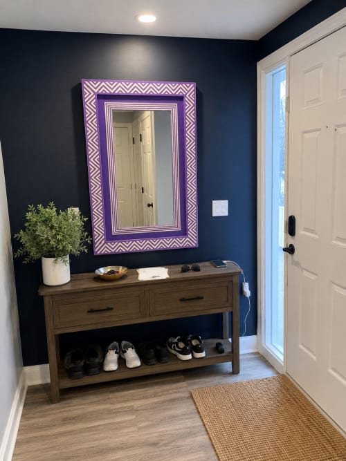 Lavender Bone Inlay Mirror, Art Deco Mirror, Purple Chevron Wall Decor | Decorative Objects by IKKAZA