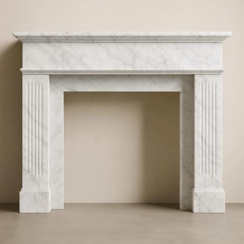 Custom Carrara White Marble Fireplace Mantel | Fluted Luxury Surround | Fireplaces by Vero Marble